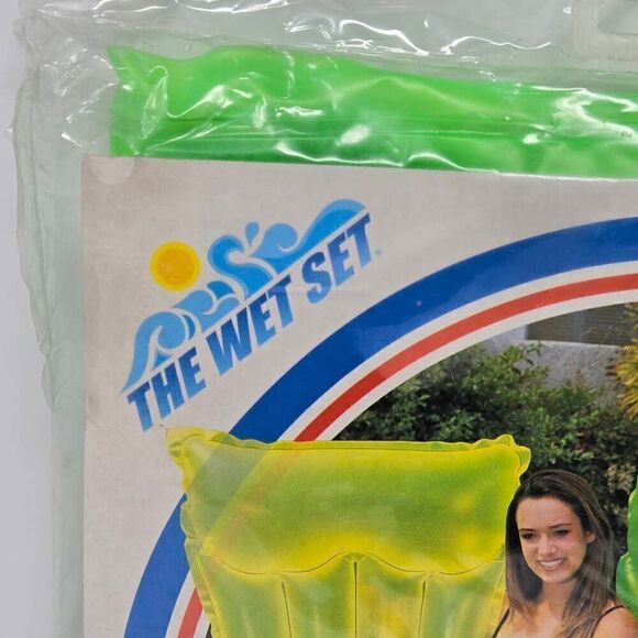 VINTAGE INTEX WET SET 59717 GREEN INFLATABLE POOL RAFT AIR MAT 72”X30" 2000 NOS - Picture 2 of 7
